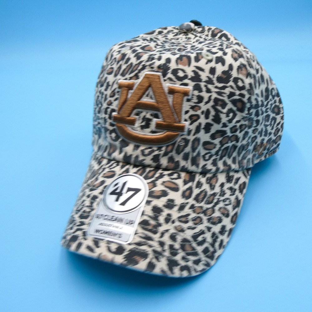 '47 Hat Womens Adjustable Clean Up Auburn Tigers Leopard Print Tan Cotton Cap - Picture 2 of 8
